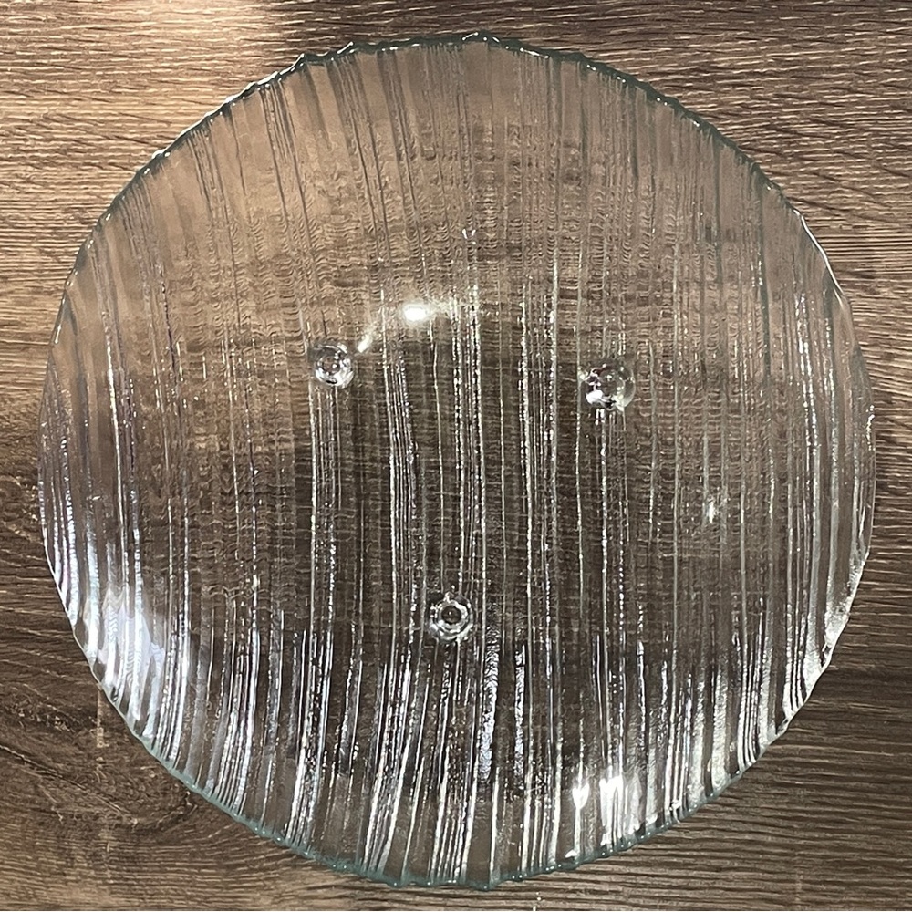Vintage Clear Fused Art Glass Bowl Large 11.63” / 29.5 cm Dia, 2.5” / 6 cm H
